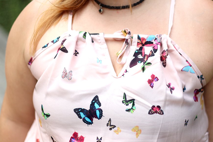 vestido de verão plus size rosa bebe e borboletas